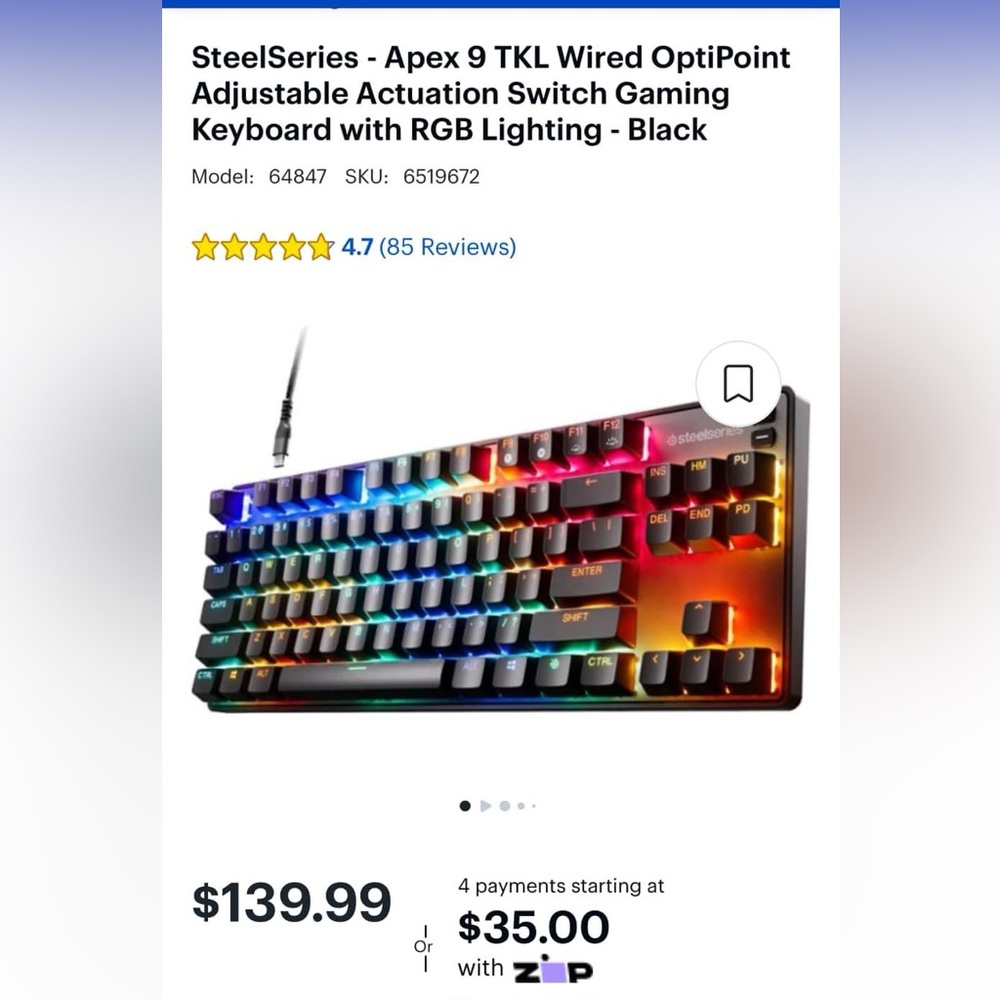 Gaming keyboard - 1ms or you can change it to a 1.5ms response time.